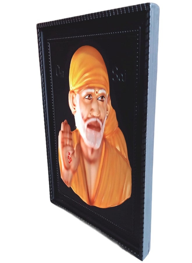 OM SAI إطارات الصور الرخامية OM SAI SaiBaba 3D للمعبد وديكور المنزل | ساي بابا إطار الصورة | ساي بابا | تحفة ديكور المنزل (برتقالي) - Image 2